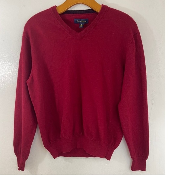 Club Room Mens  100% Merino Wool  Red V-Neck Sweater Size: M - Picture 1 of 6